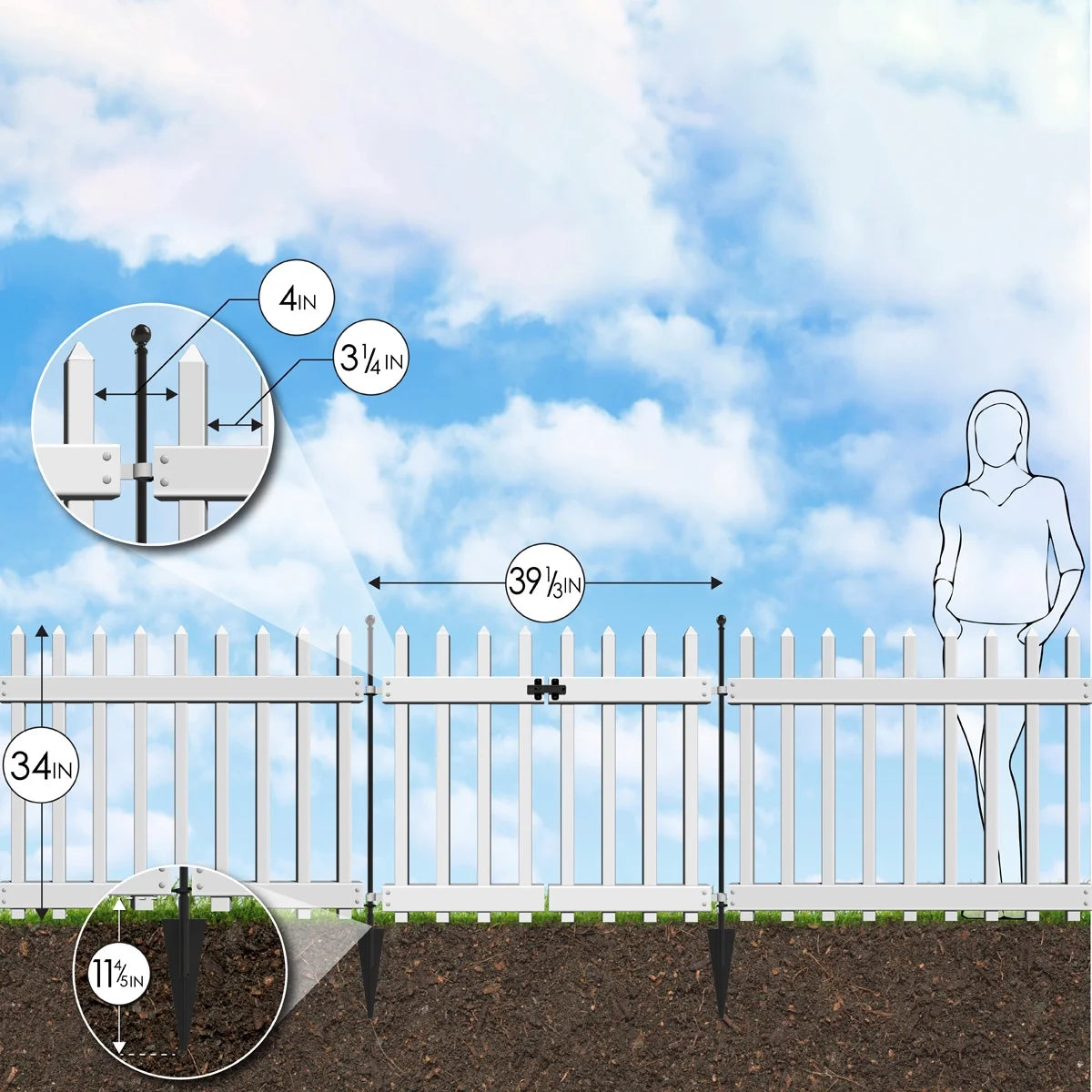 Yardlink White Vinyl Fence Gate, 34 inch H x 39-1/4 inch W