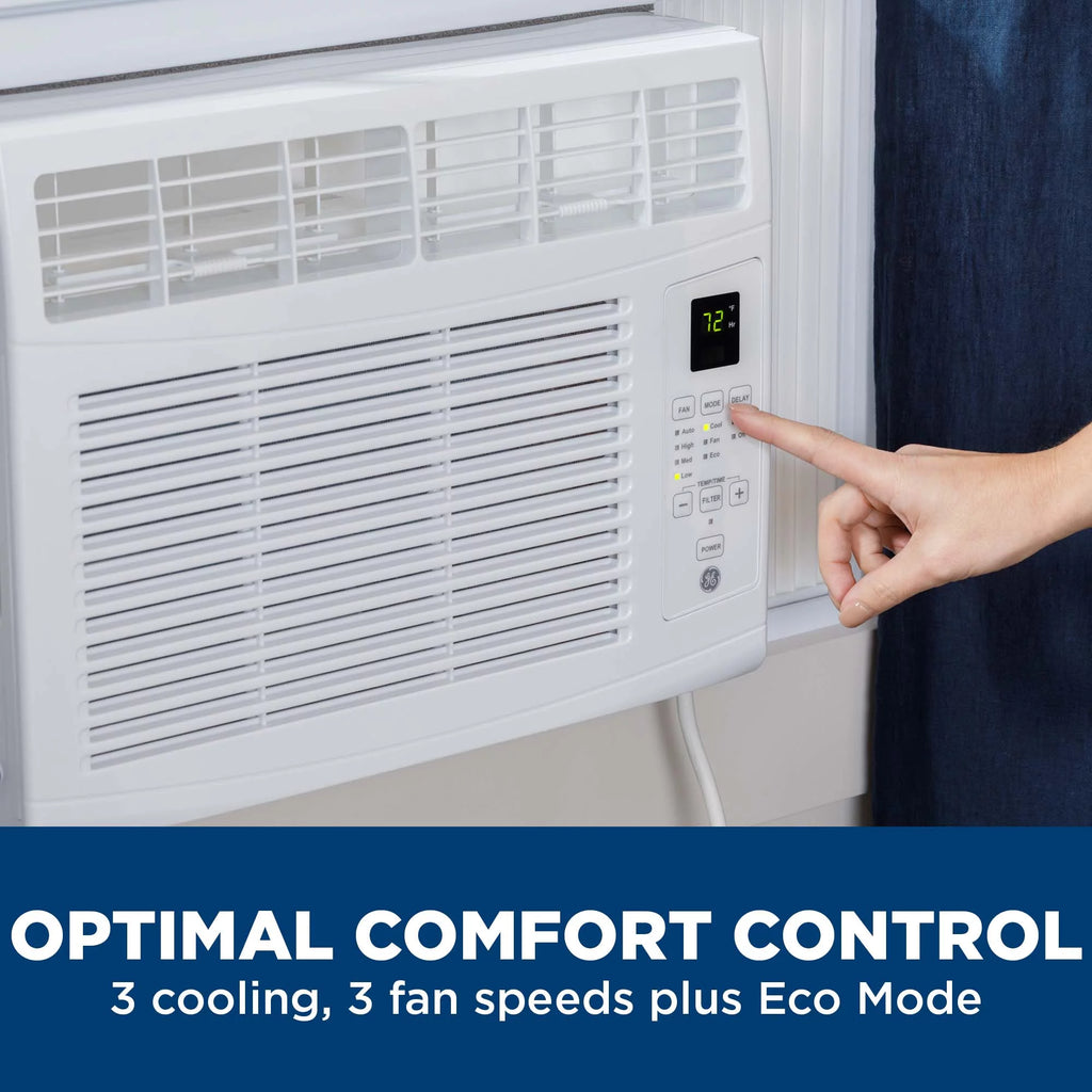 GE 6,000 BTU Window Air Conditioner, Cools up to 250 Sq ft, Easy Install Kit & Remote Included, 115V