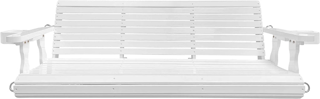 Wooden Porch Swing 3 Seater, 800 lbs Bench Swing for Outdoor Patio Garden Yard, 5 feet White