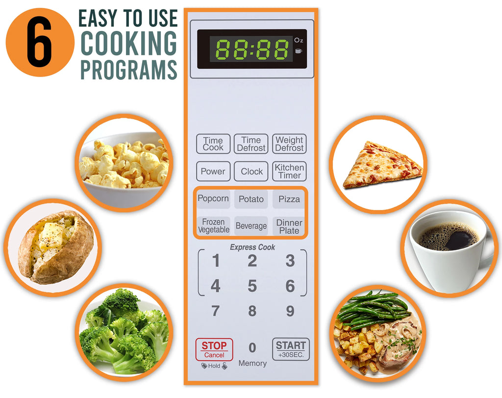 Farberware Classic 1.1 Cu. ft. 1000-Watt Microwave Oven, White and Platinum, FMO11AHTPLB