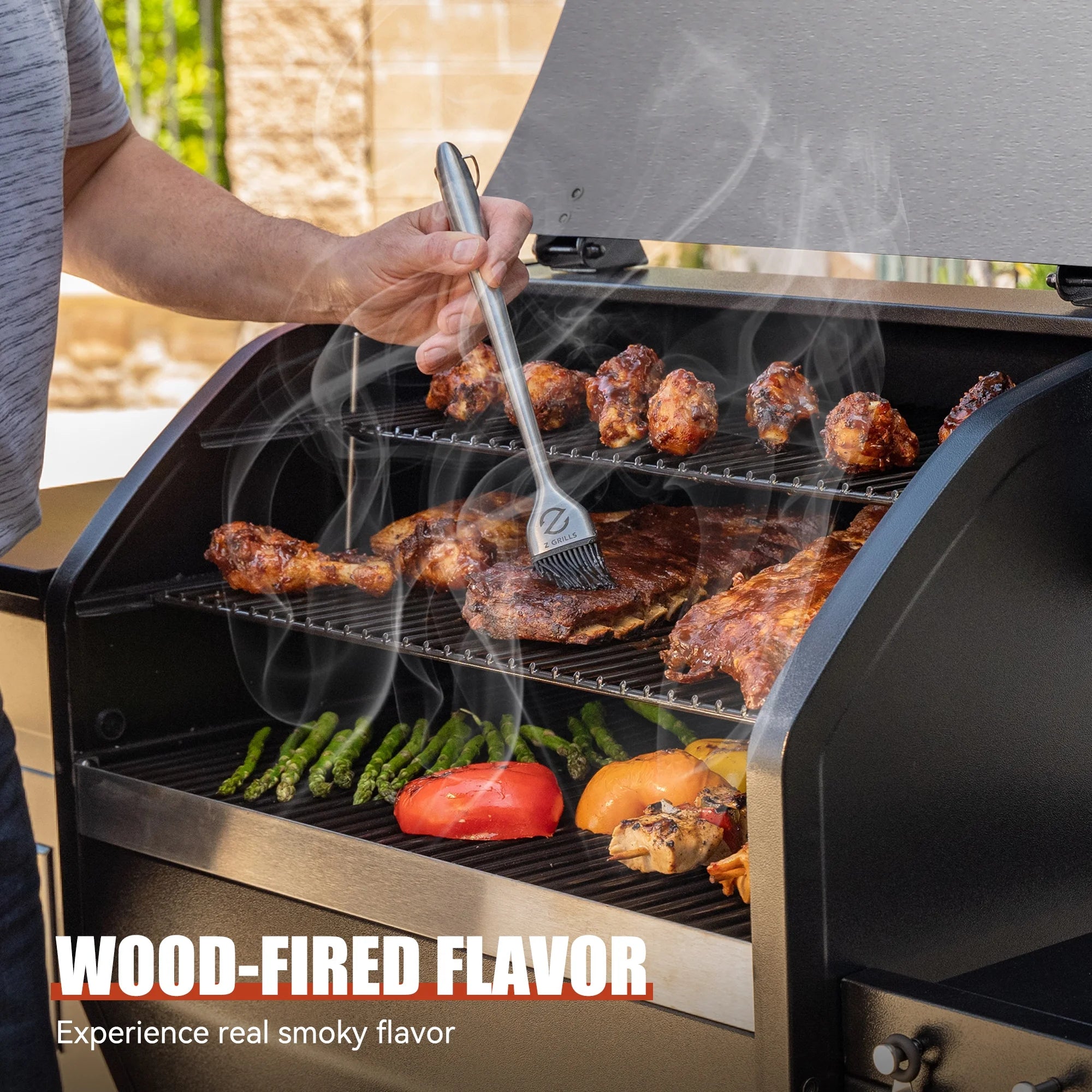 Z GRILLS ZPG-10002B 1060 sq. in. Wood Pellet Grill and Smoker 8-in-1 BBQ Black