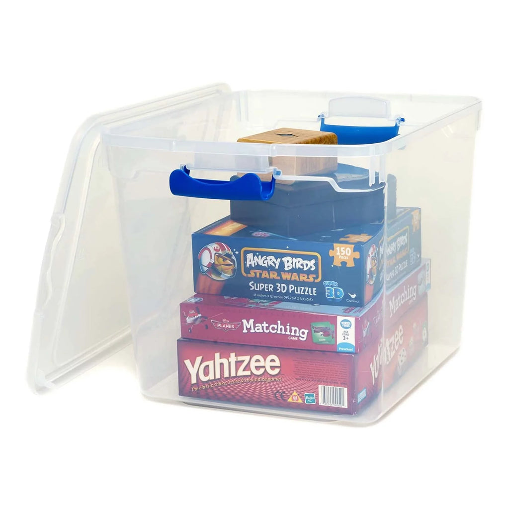 Homz 31 Qt. Clear Latching Storage Containers, Clear/Blue, Set of 4
