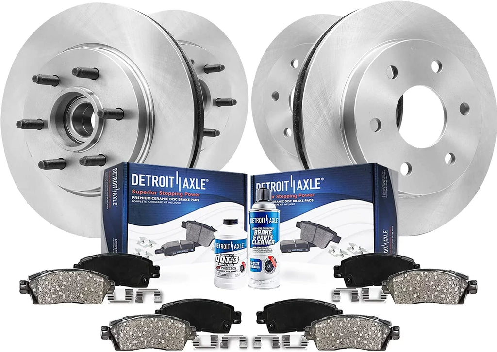 Detroit Axle - Brake Kit for 2WD 6-Lug 2004-2008 Ford F-150 Lincoln Mark LT Brakes Rotors 2004 2005 2006 2007 2008 Ceramic Brake Pads Front and Rear Replacement