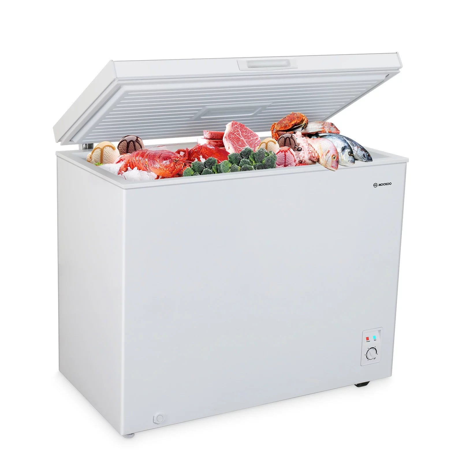 MOOSOO 7 Cu ft Chest Freezer, Energy Saving Compact Deep Fridge, Adjustable Temperature, Removable Baskets
