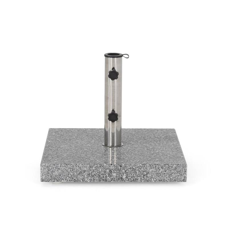 Emanuel 62.5 lbs. Granite and Stainless Steel Outdoor Patio Umbrella Base in Natural Grey