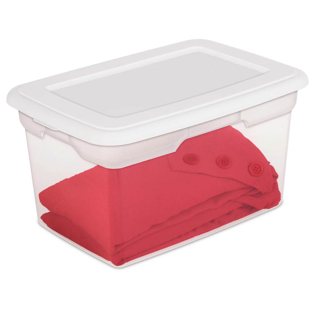 Sterilite 20 Qt. Storage Box Plastic, White, Set of 6