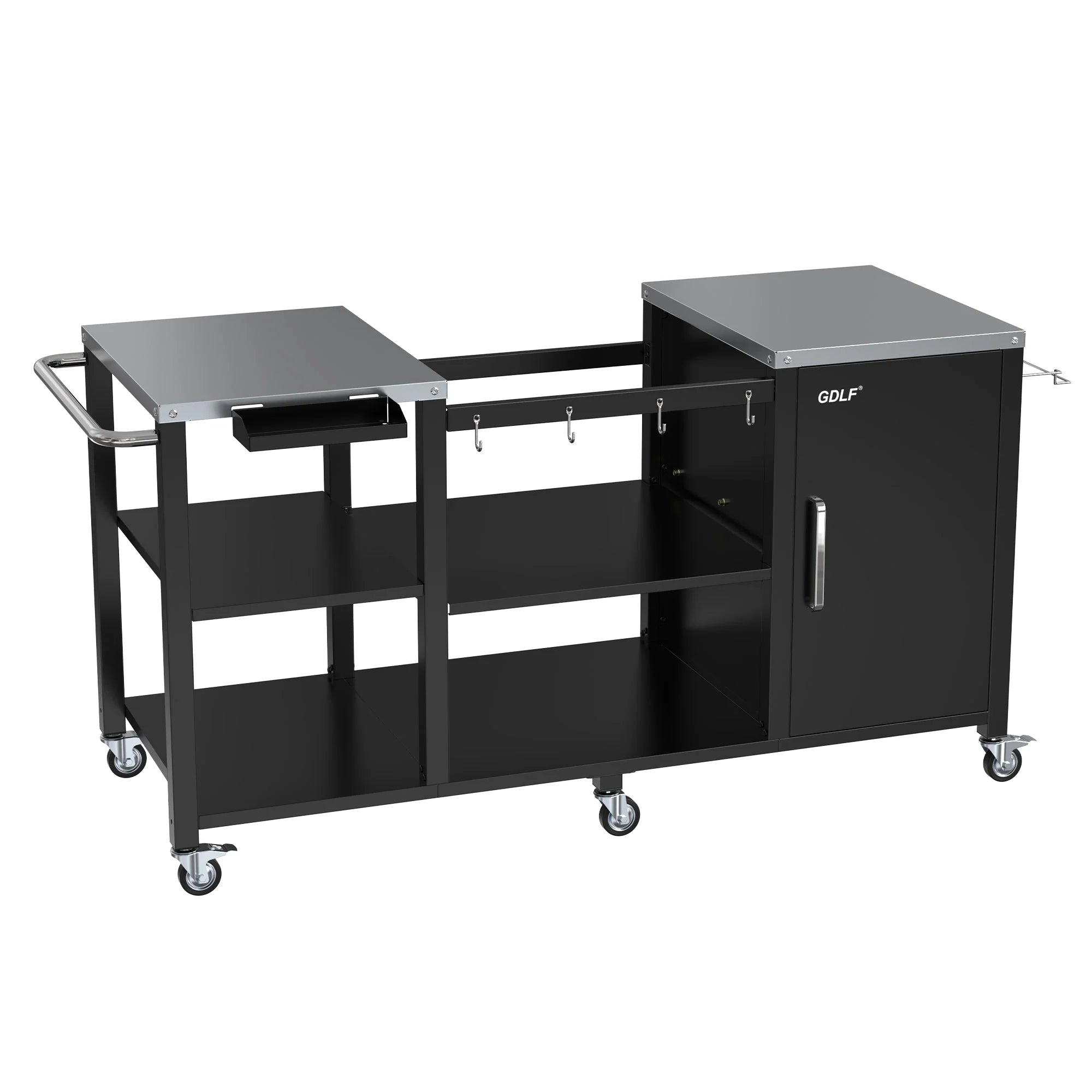 GDLF Table Compatible with Big Green Egg Grill Heavy Duty Metal Green Egg Stand with Accessories Storage