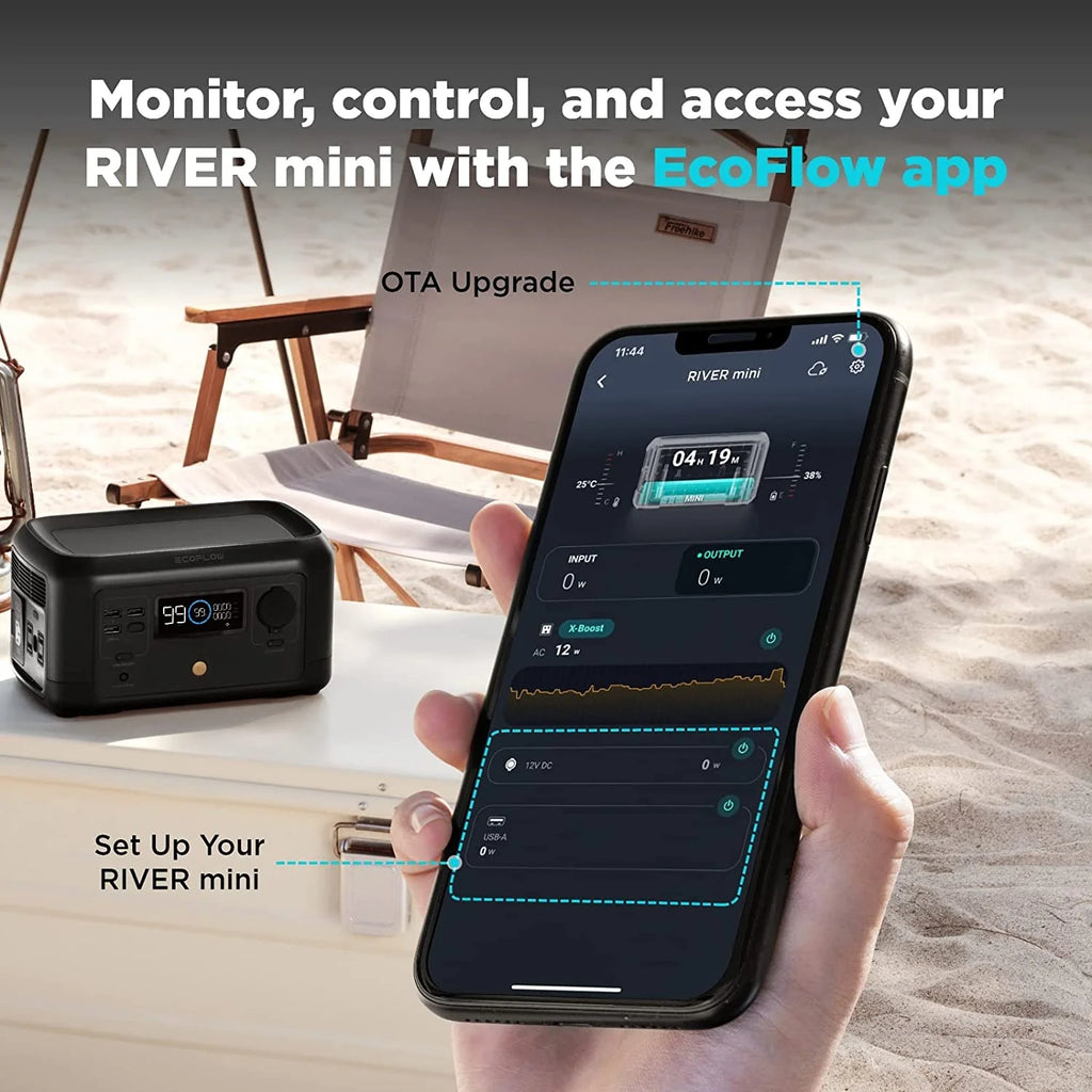 EcoFlow RIVER Mini Portable Power Station 210Wh Capacity,Solar Generator,300W AC Output for Outdoor Camping,Home Backup,Emergency,,Used,Certified Reconditioned