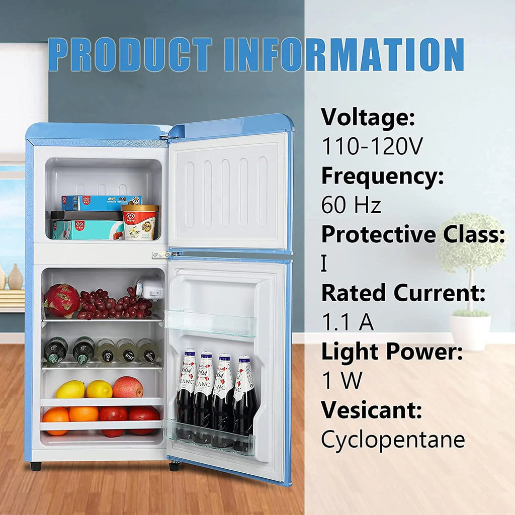 KRIB BLING 3.5 Cu.ft Compact Refrigerator Mini Fridge with Freezer, 2 Door Small Refrigerator for Office, Silver