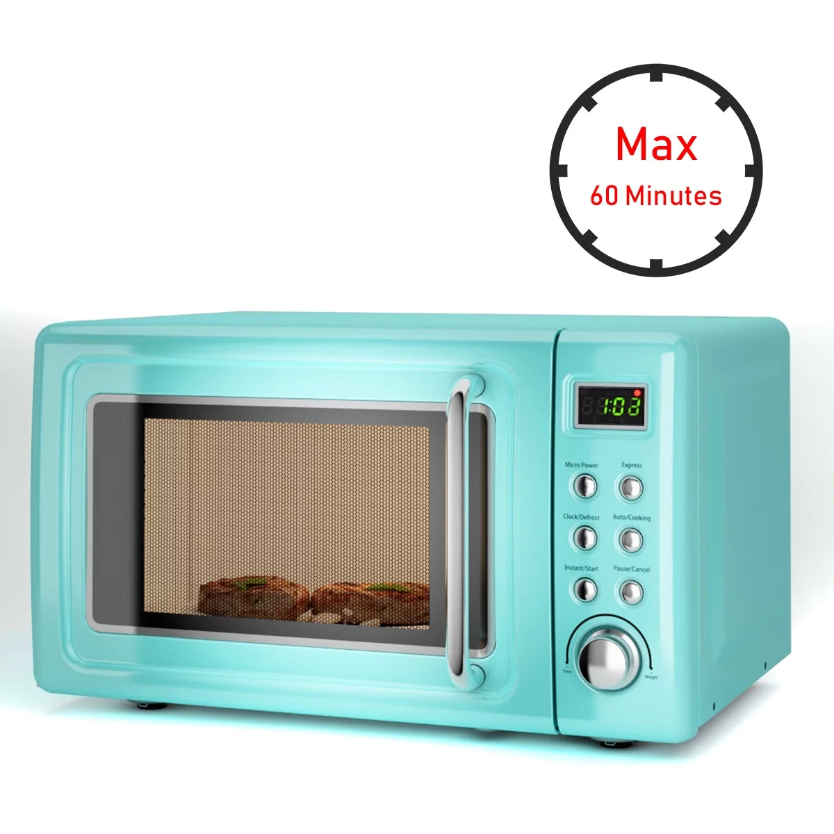 Costway 0.7Cu.ft Retro Countertop Microwave Oven 700W LED Display Glass Turntable Green