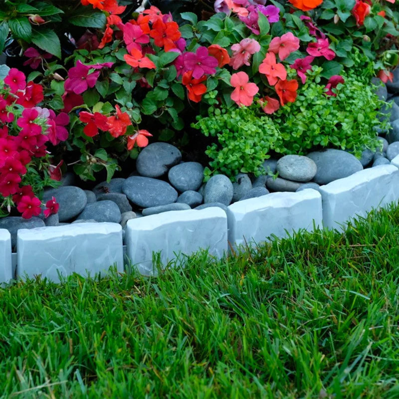 EasyFlex Decorative No-Dig Landscape Edging Kit - 20 ft., Light Gray Faux Stone