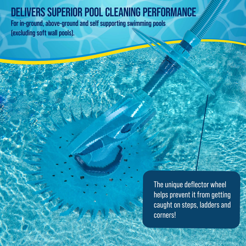 U.S. Pool Supply Octopus Prime Automatic Pool Vacuum Cleaner & Hose Set - Powerful Suction that Removes Swimming Pool Debris, Cleans Floors, Walls, Steps - Quiet Fast Cleaning Side Climbing Sweeper