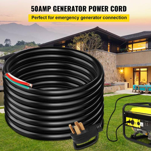 25 ft. 6/3 plus 8/1 Extension Cord Indoor/Outdoor Generator Power Cord STW 50 Amp NEMA 14-50P No-pin Type