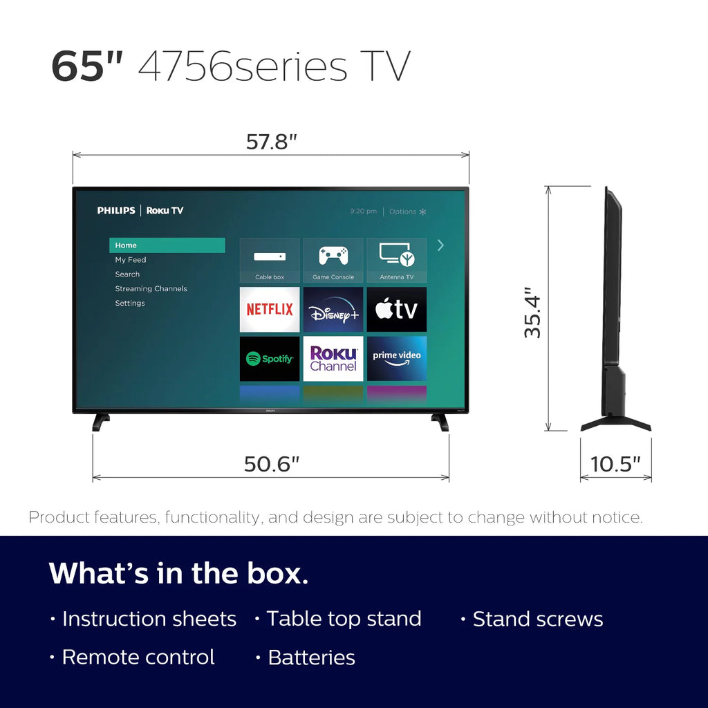 Philips 65" Class 4K Ultra HD (2160p) Roku Smart LED TV (65PFL4756/F7)