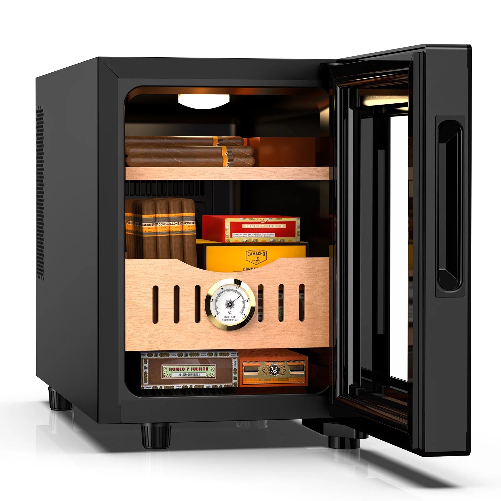 Rocita 16L Cigar Humidor, Electric Cigar Humidor Cabinet for 100 Counts with Digital Hygrometer, Spanish Cedar Lined Cigar Box, Great Gift for Father Friends Men