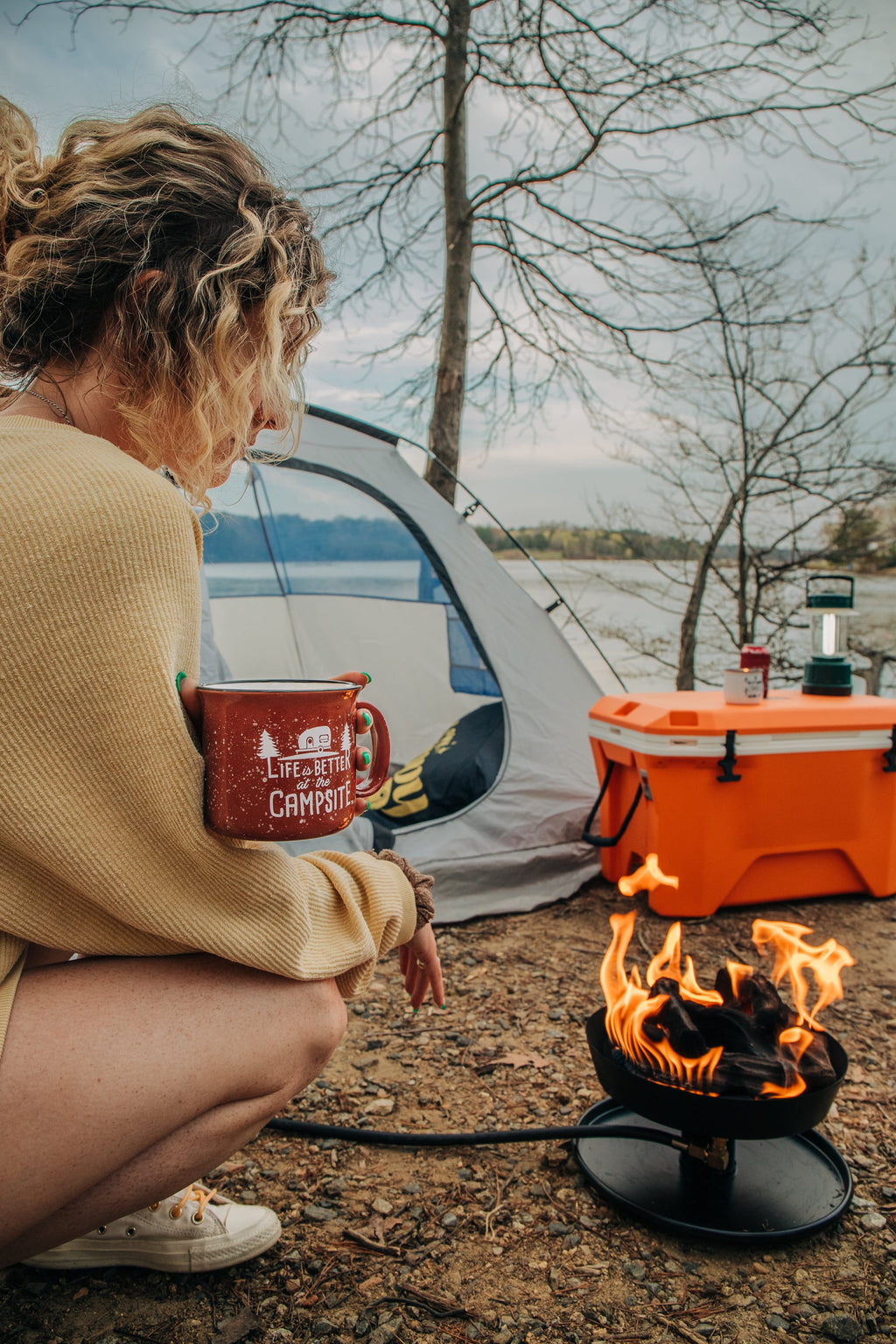 Camco Little Red Campfire | Portable and Propane Powered | 11-1/4-inch Fire Tray Size, Multicolor (58031)