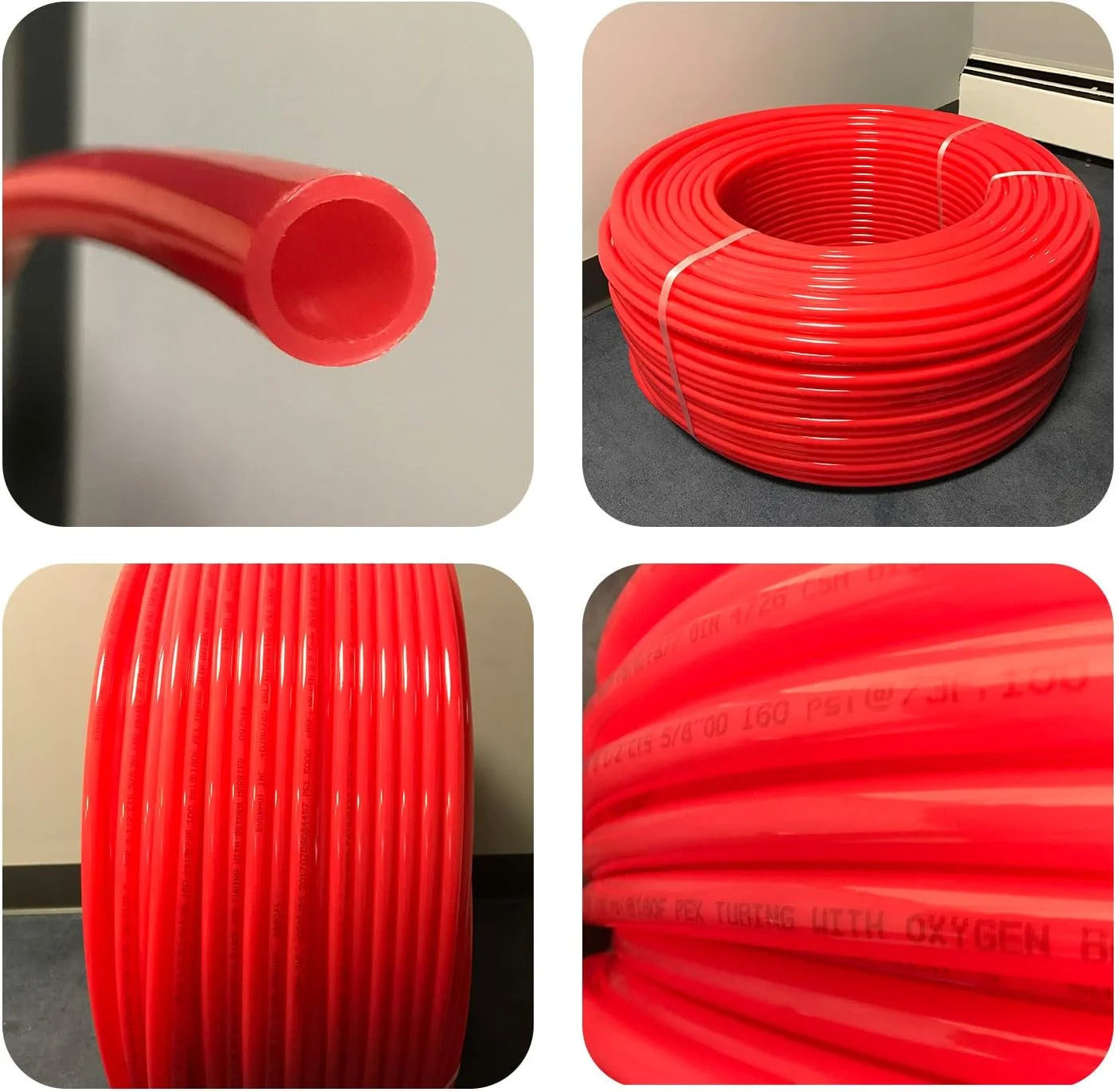 Tubing 1/2 Inch X 300 Ft Pex Tube Coil, Non-Barrier Pex Pipe For Potable Water, 1/2" Pex Flexible Water Tubing For Plumbing, Red Pex Tubing