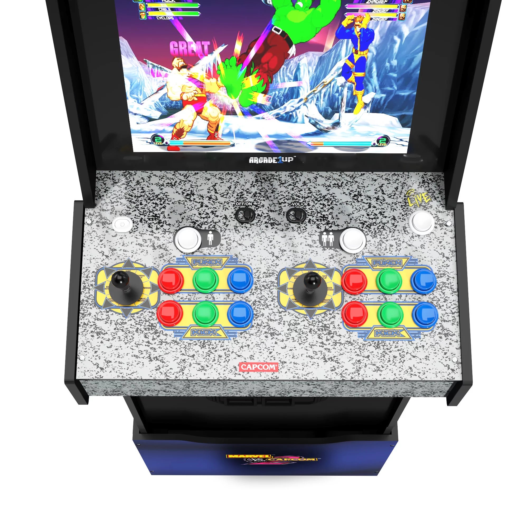 Arcade1up Marvel vs Capcom 2 Arcade with Lit Marquee and Riser