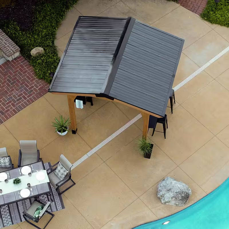 Granada 9 ft. x 10 ft. All Cedar Wood Grill Gazebo w/Outdoor Bar, Hard Top Steel Roof and Powder Coated Bar Countertops