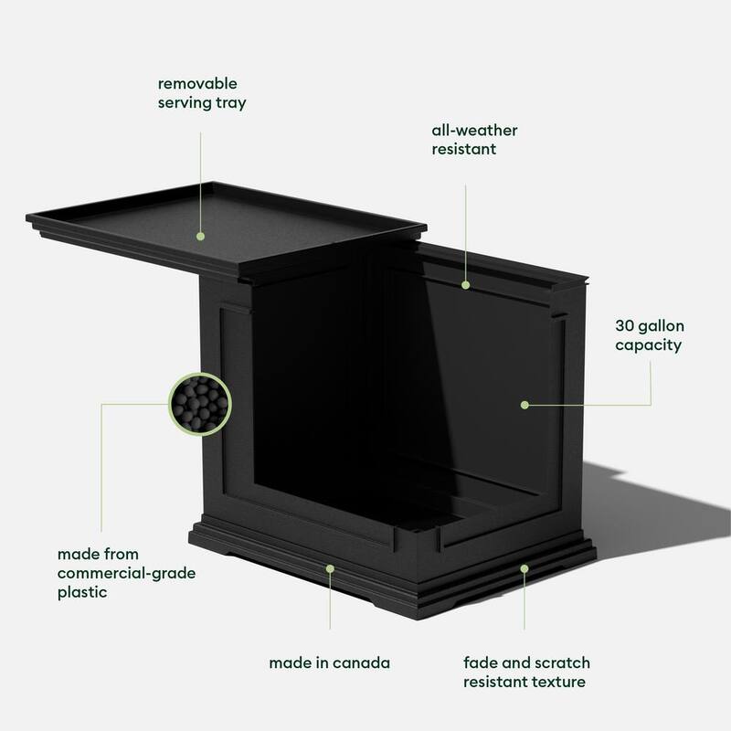 Rectangular Black Plastic 22 in. Height Outdoor Tray Side table