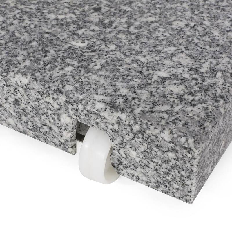 Emanuel 62.5 lbs. Granite and Stainless Steel Outdoor Patio Umbrella Base in Natural Grey
