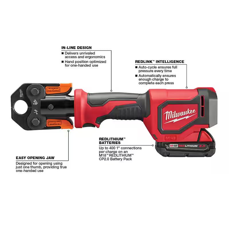 M18 18V Lithium-Ion Cordless Short Throw PEX Press Tool Kit w/ (3) Viega PureFlow Jaws,(2) 2.0Ah Batteries & Charger