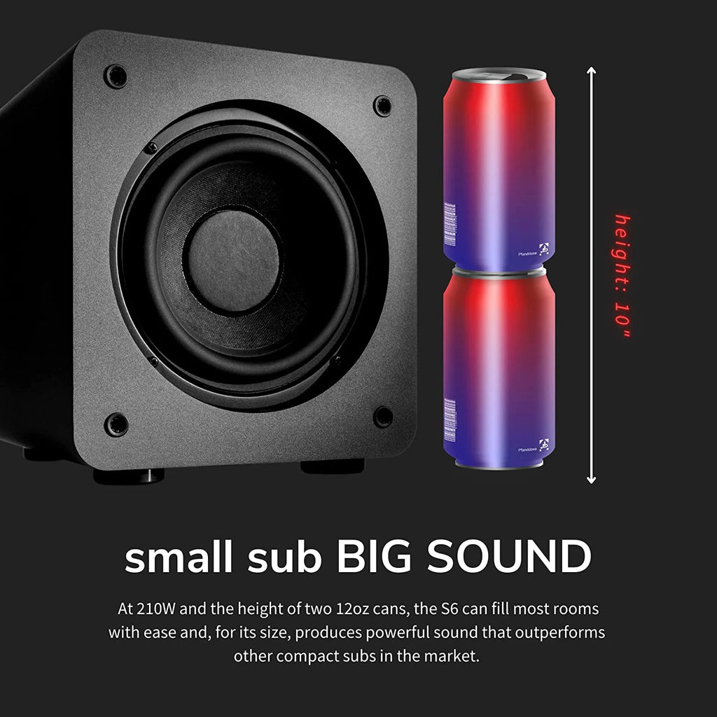 Audioengine S6 210 Watt 6" Compact Powered Subwoofer - Gray - New