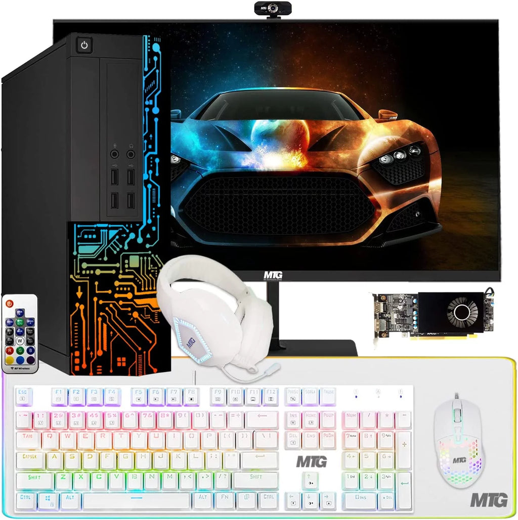 Restored Gaming PC, Intel Core i7, TechMagnet Siwa 8, AMD RX 550 4GB DDR5, 16GB RAM, 480GB SSD + 2TB HDD, New MTG 24 Inch Monitor, MTG Gaming Kit with MTG Webcam, WiFi, Win 11 Home (Renewed)