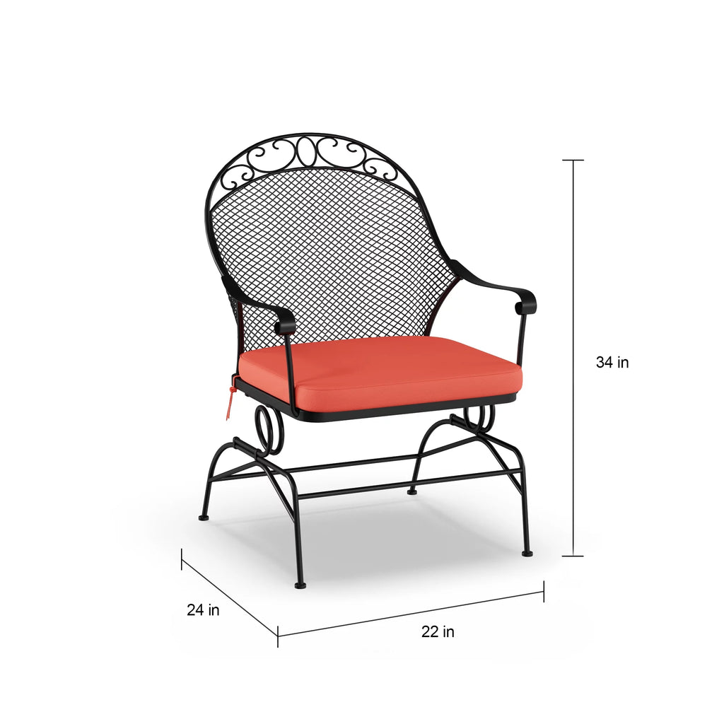 Better Homes & Gardens Clayton Court Outdoor Metal 3-Piece Bistro Set, Red Cushion, Spring Motion Chairs
