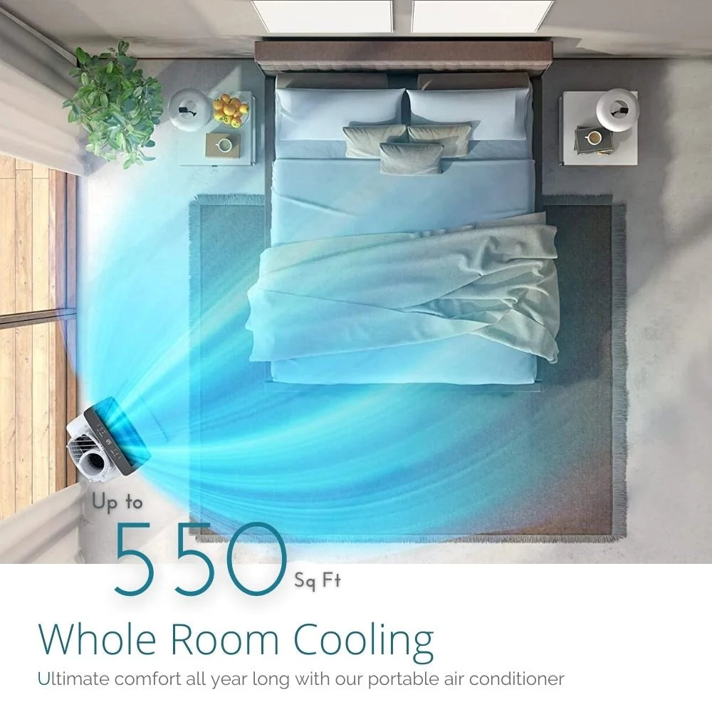 Cooper & Hunter 14000 BTU 115V Portable Air Conditioner and Heater With WiFi, Remote and Window Kit Cover 550 Sq Ft