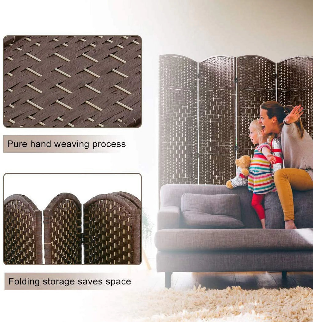 Dkeli Room Dividers and Folding Privacy Screens 6 Panel Portable Privacy Partition, Brown