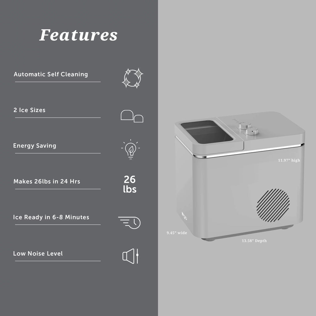 Orgo Product The Retro Countertop Ice Maker, Bullet Shaped Ice Type, Sage