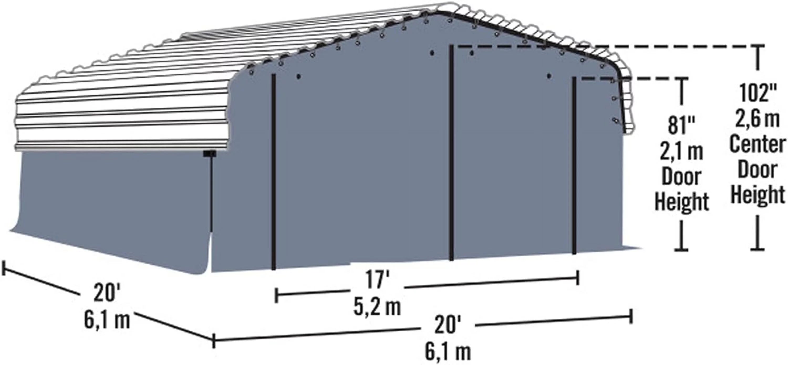 Arrow 10183 20 x 20 ft. Fabric Carport Enclosure Kit