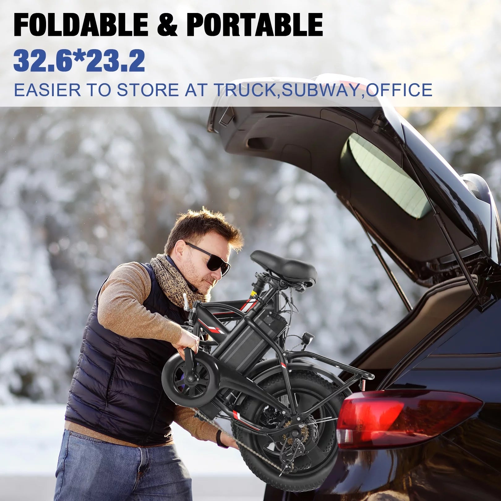 Gocio Electric Bike Fat Tire Folding Electric Bicycle for Adults with LCD Display, 350W Ebike 48V City Bike with 374.4wh Removable Battery Shimano 7 Speed Commuting Hybrid Bike UL2849