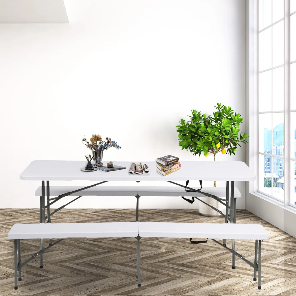 Vebreda Folding Table 6ft Plastic Folding Outdoor Table, White
