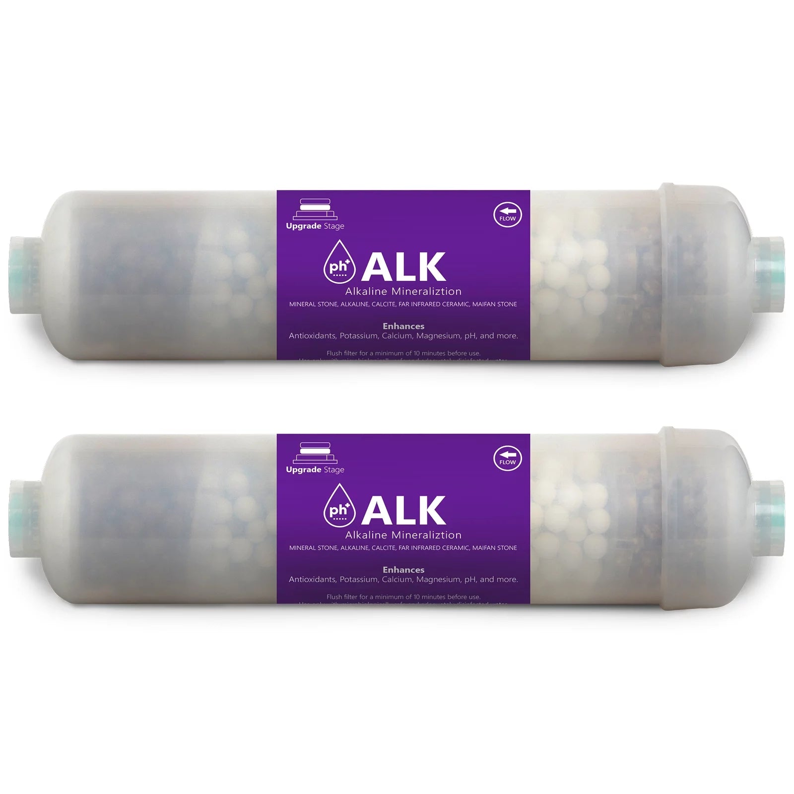 Express Water – Alkaline Filter 2 Pack – Mineral, Antioxidant, pH + Water Filter Replacement – 10 inch Inline Quick Connect Filter – Under Sink and Reverse Osmosis System