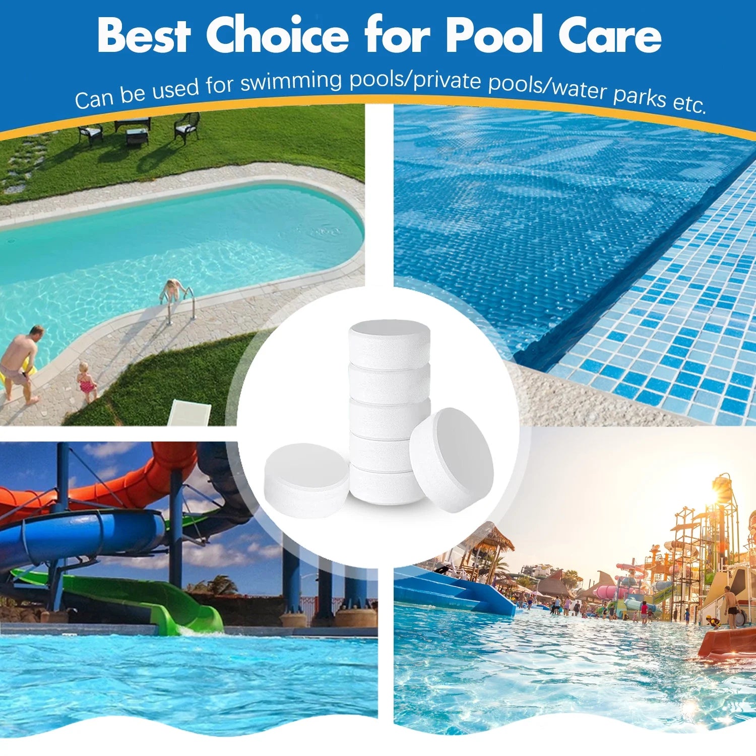 50lbs 3" Inch Stabilized Chlorine Tablets | Individually Wrapped Chlorinating Tabs | Sanitizing Swimming Pools & Spas | Long Lasting, Slow Dissolving, UV Protected | 114 Tablets