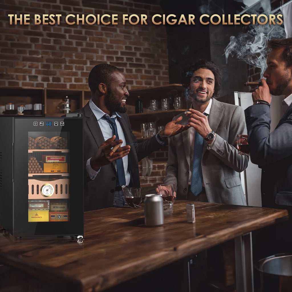Rocita 16L Cigar Humidor, Electric Cigar Humidor Cabinet for 100 Counts with Digital Hygrometer, Spanish Cedar Lined Cigar Box, Great Gift for Father Friends Men