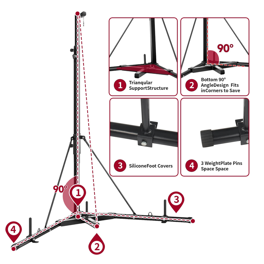 Punching Bag Stand, Height Adjustable Heavy Bag Stand with Weighted Base, Free Standing for Home Gym, Stand Only