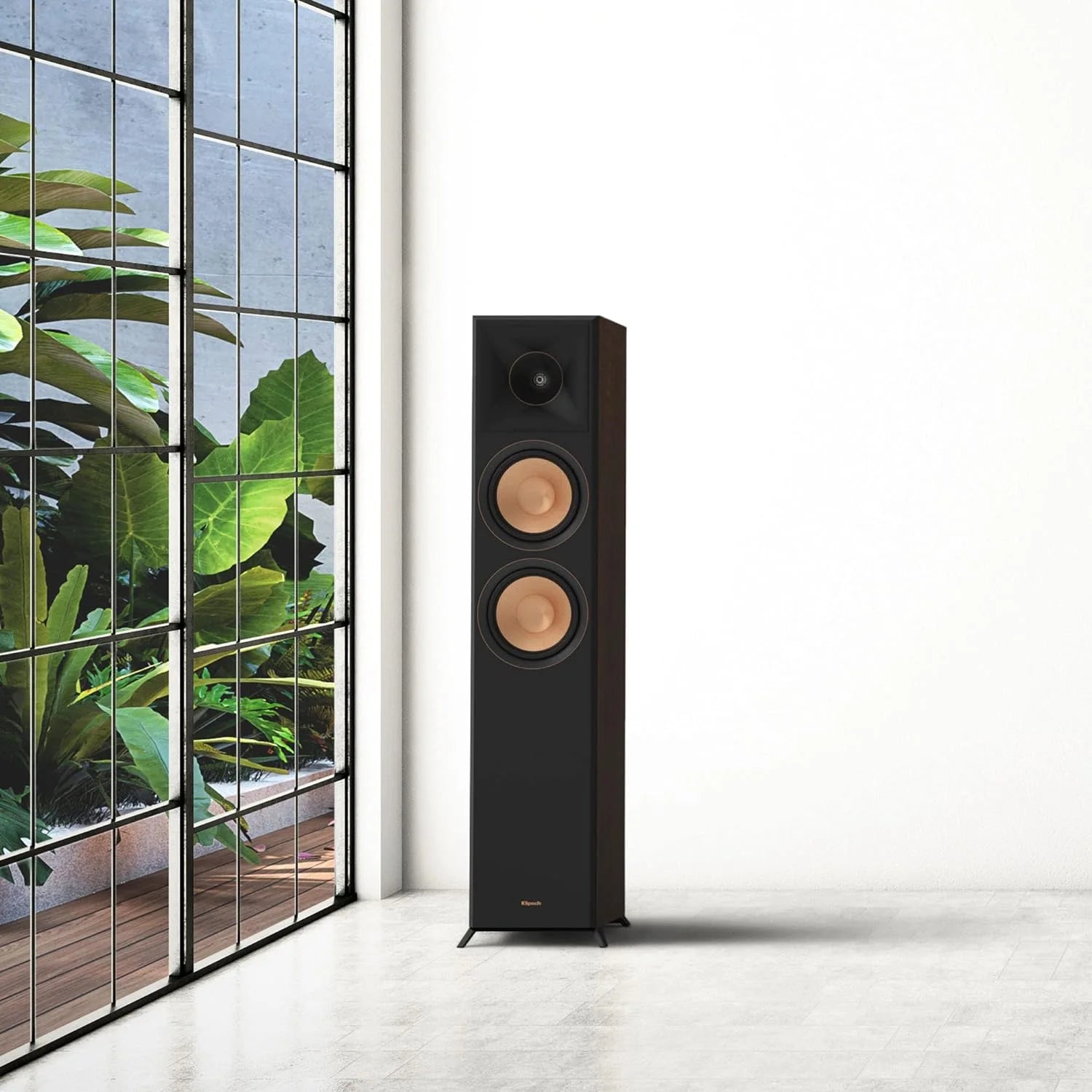 Klipsch RP-6000F II High-Fidelity Floorstanding Speaker (Pair) with Enhanced Bass Ebony Bundle with Deco Gear 100ft long 16 AWG Speaker Wire + High-Quality Brass Speaker Banana Plugs, 5-Pair
