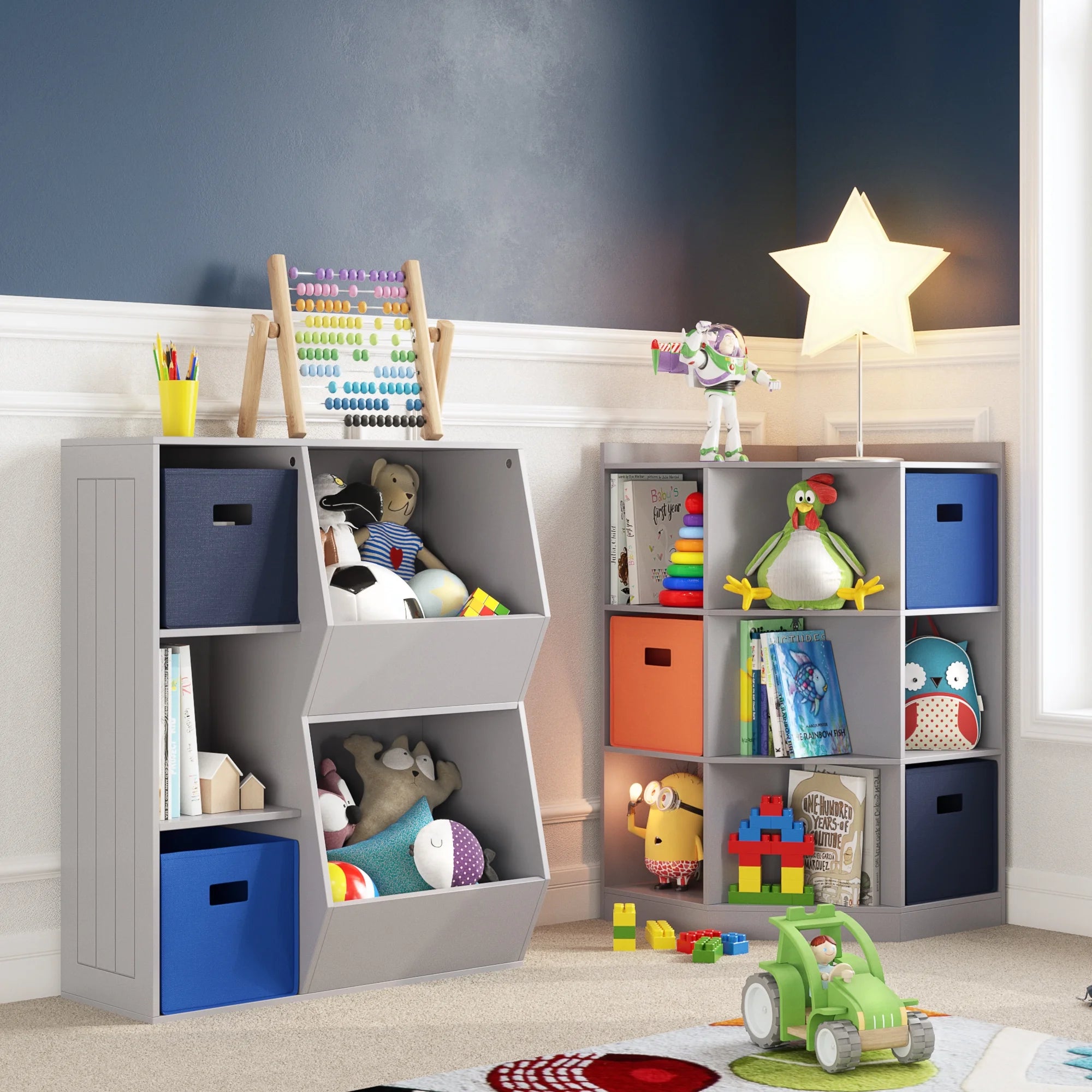 RiverRidge Kids 6-Cubby, 3-Shelf Corner Cabinet - White