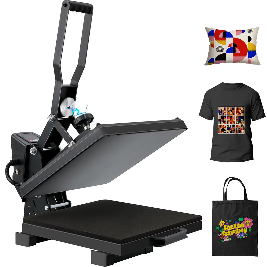 VEVOR Auto Open Heat Press Machine, 15x15inches Magnetic Semi-automatic Heat Press, Digital Clamshell Sublimation Transfer Teflon Coated, Heat Printing Press DIY T-shirts Canvas Bags Pads Photos 110V