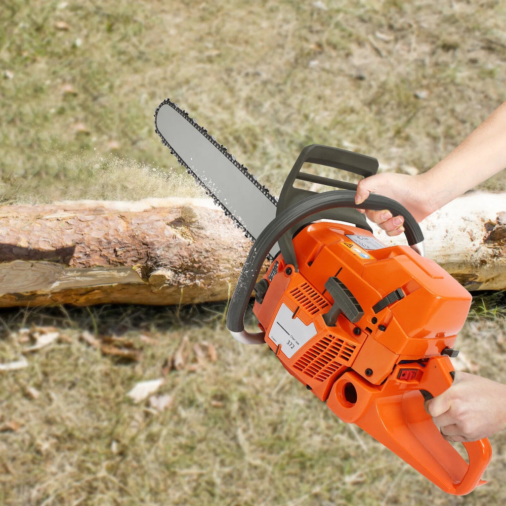 65cc/72cc Gas Chainsaw 24" Bar Gasoline Powered Chain Saw 2-Cycle Wood Cutting Orange