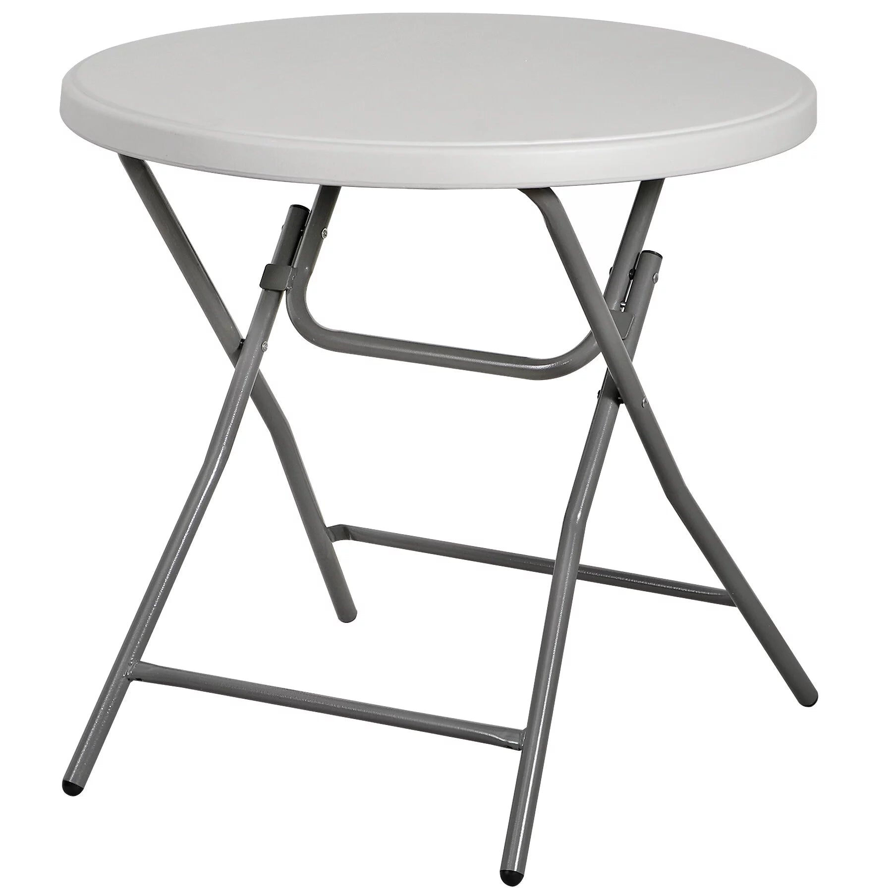HomGarden 48" Round Bi-Folding Picnic Table 4FT Portable Plastic Dining Card Table Indoor & Outdoor White
