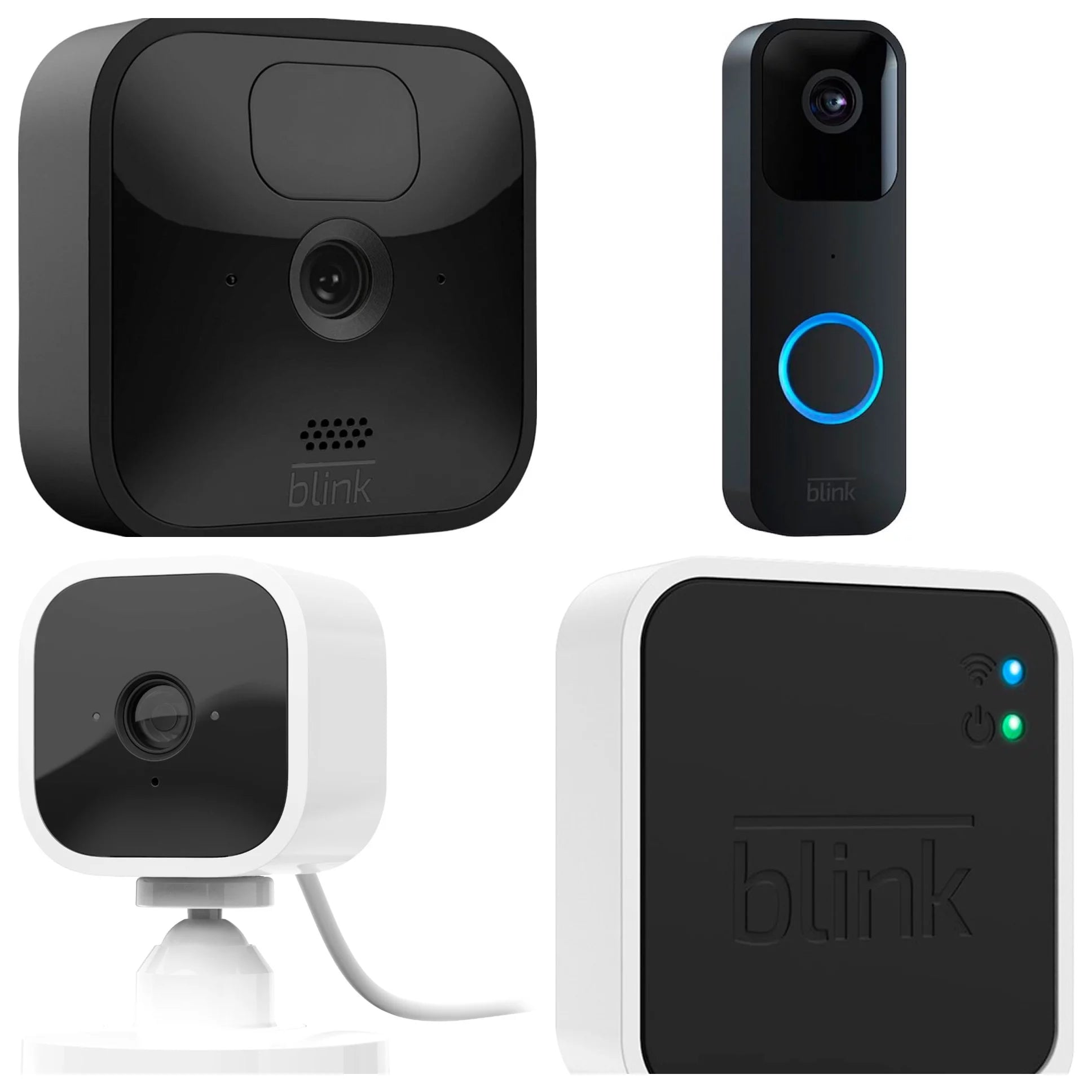 Blink_Outdoor (3rd Gen) 3 HD Camera System, 1 Outdoor, 1 Mini, 1 Doorbell, 1 Sync Module 2, 1 Savings Story 64GB USB Drive & Cleaning Cloth, Security, Wireless