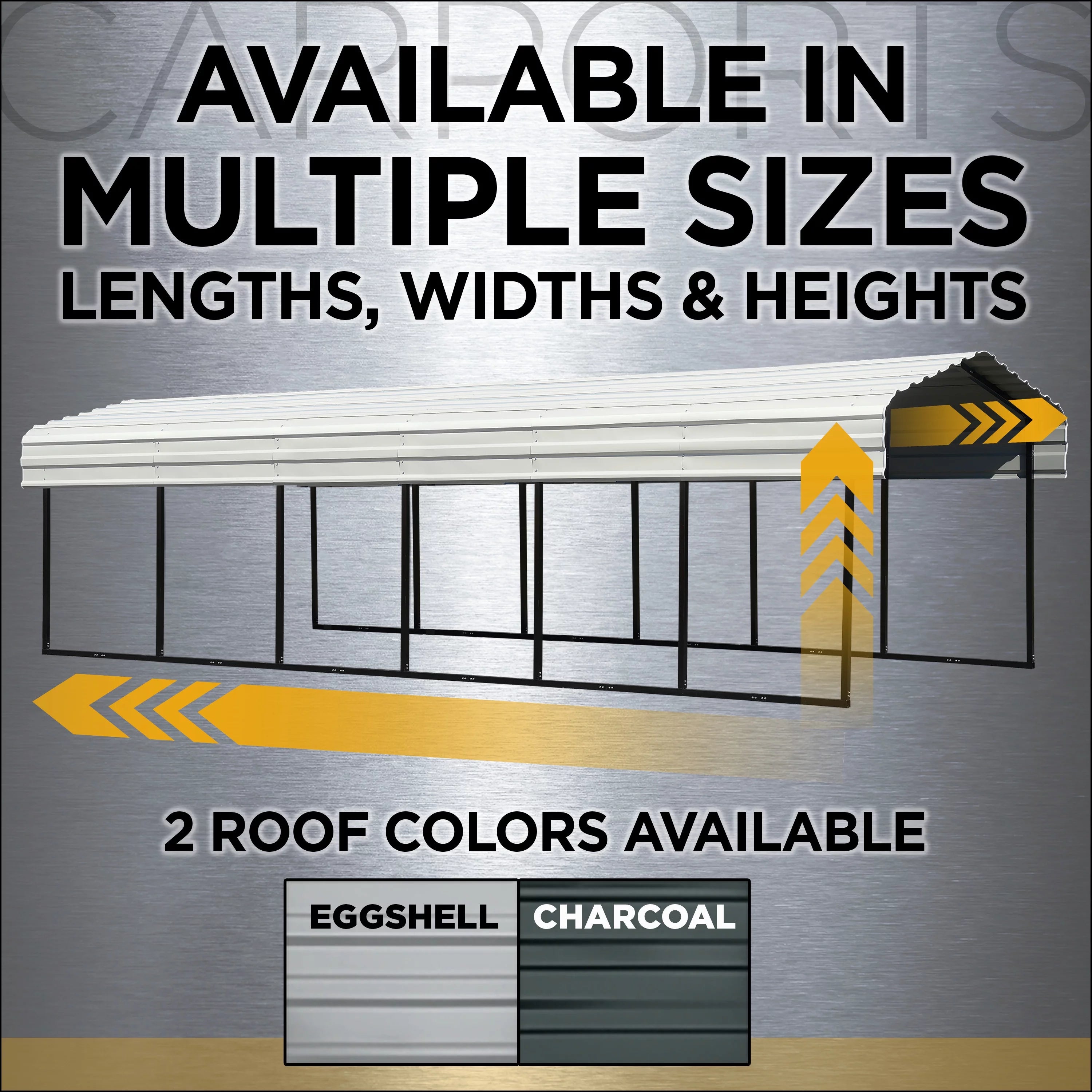 Arrow Carports Galvanized Steel Carport, with 1-Sided Enclosure, Compact Car Metal Carport Kit, 12' x 20' x 7' , Eggshell