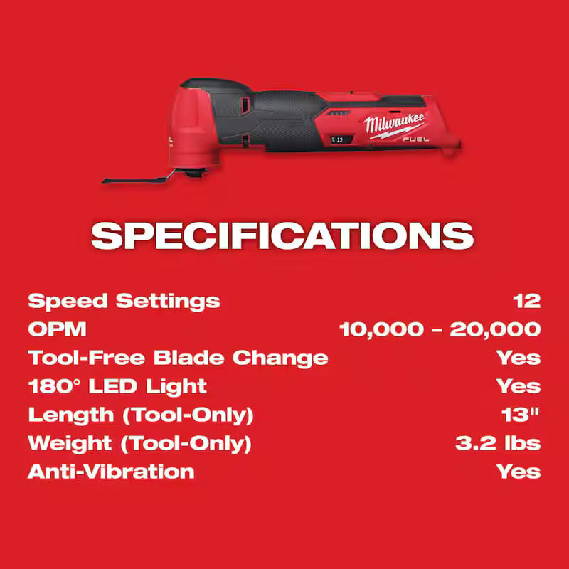 M12 FUEL 12V Lithium-Ion Cordless Oscillating Multi-Tool w/CP High Output 2.5 Ah Battery Pack