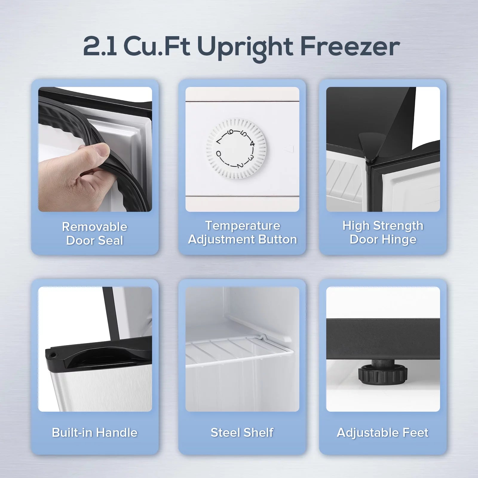 Auseo Mini Freezer Countertop, Energy Saving 3.0 Cu.ft, Single Door Compact Upright Freezer with Reversible Door for Home/Office/Kitchen-Black
