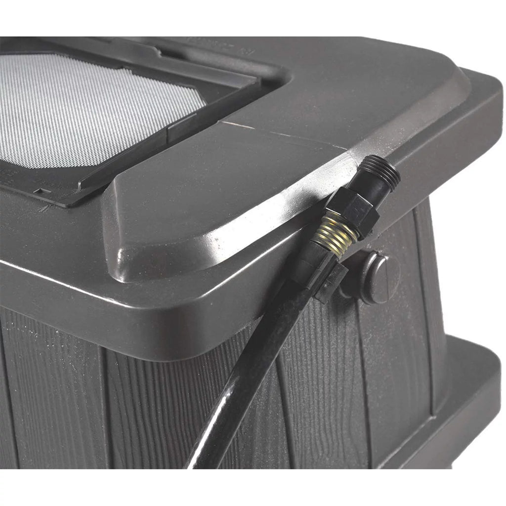 FCMP Outdoor 45 Gal Wood Grain Rain Water Catcher Barrel, Gray (2 Pack)