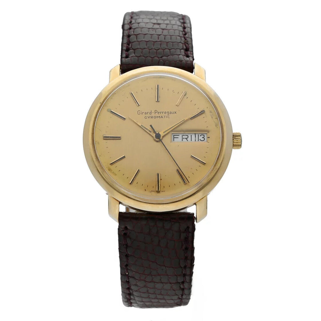 Vintage Girard Perregaux Gyromatic Day/Date 14K Yellow Gold Classic Men's Watch